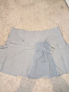 Gray Pleated Skort w Belt Preppy Schoolgirl Coquette Y2K Mini Skirt Zara